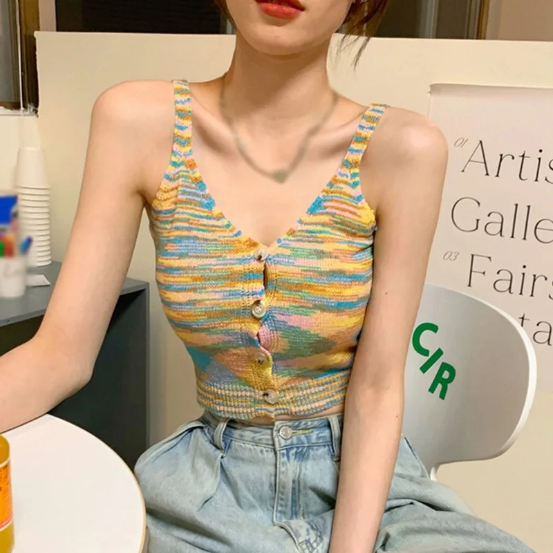 Летние женские топы-трубы пикантный комплект с V-образным вырезом и волнистыми