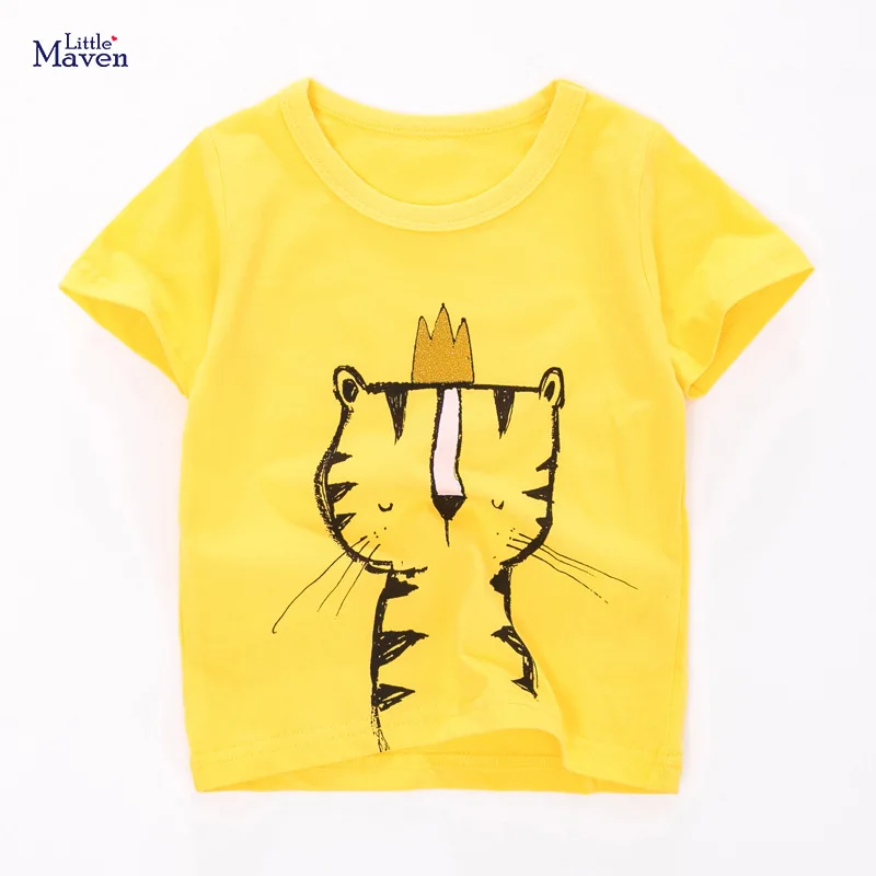 

Little maven/2021 г. Летняя детская футболка для маленьких мальчиков, топы, Детская летняя одежда для От 2 до 7 лет брендовая хлопковая Футболка с при...