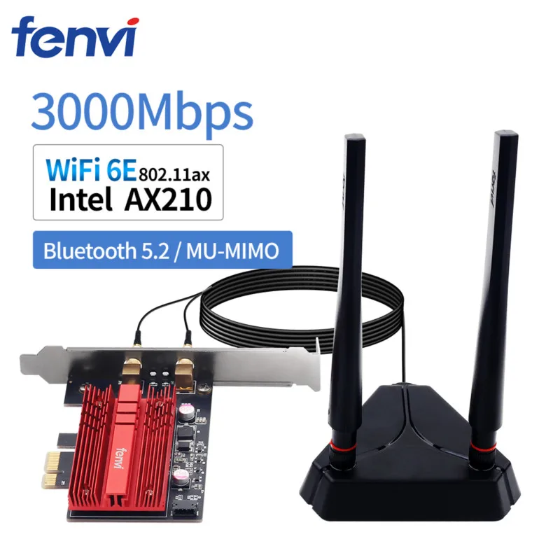 3000 Мбит/с WiFi6E Intel AX210 Bluetooth 5 2 Dual Band 4 г/с) Wi-Fi ГГц кард-802.11AX/AC PCI Express адаптер