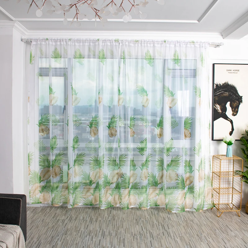 Банановые листья занавески тропические современный Синий принт окно гостиная