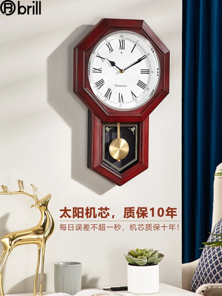 

Vintage European Style Luxury Fashion Wall Clock Wood Home Decor Pendulum Mechanism Retro Wall Clocks Reloj De Pared Japan Style