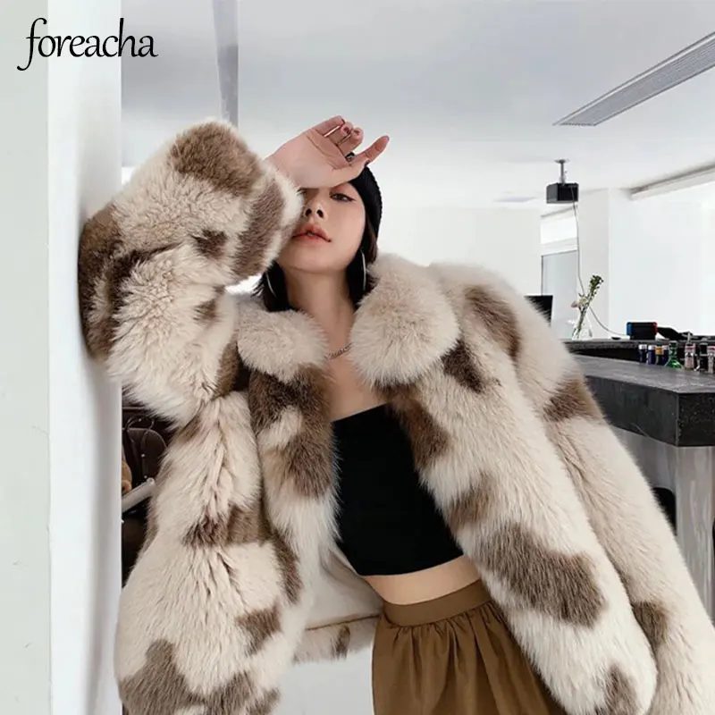 

foreacha XL Italian style women winter mid length lamb fur square collar fur coat faux fox fur loose women outerwear winter 2021