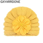 2021 зимние вязаные свитера для девочек зимняя детская шапка шапочка с цветком шапочки-тюрбаны для проведения фотосессий бант для новорожденных головной убор для девочек Детские аксессуары