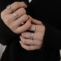fmily minimalist 925 sterling silver personality geometric irregular ring retro fashion gemstone jewelry gift for girlfriend