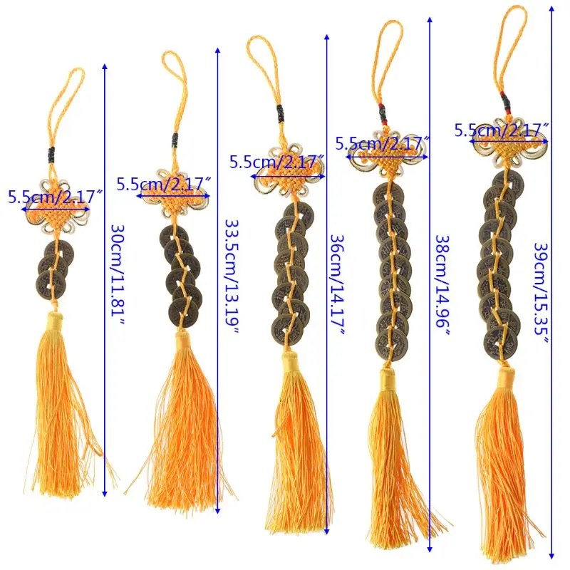 

Chinese Knot Feng Shui Lucky Wealth 3/6/8/9/10 Coins For Home Car Hanging Tassel For Woodwind Flutes Yellow KI-5U87