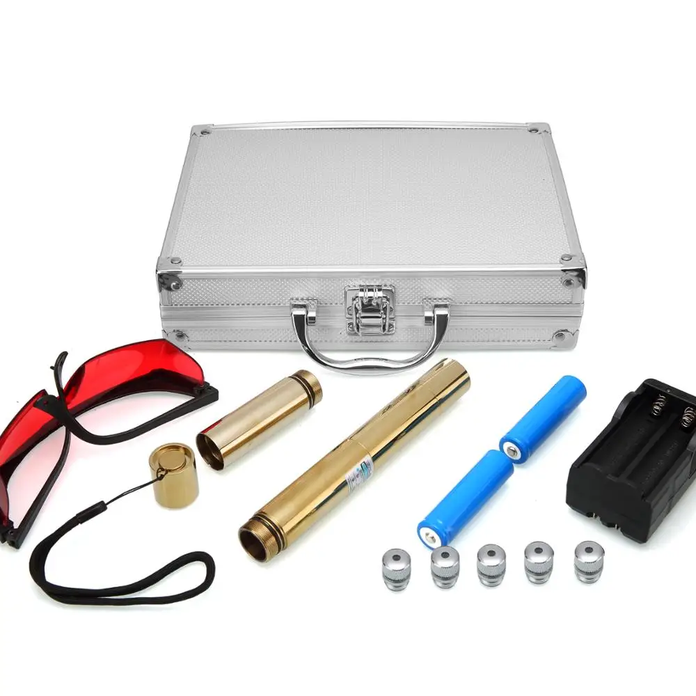 Полностью медный Синий Лазерный фонарь с регулируемым фокусом 450 нм мощная