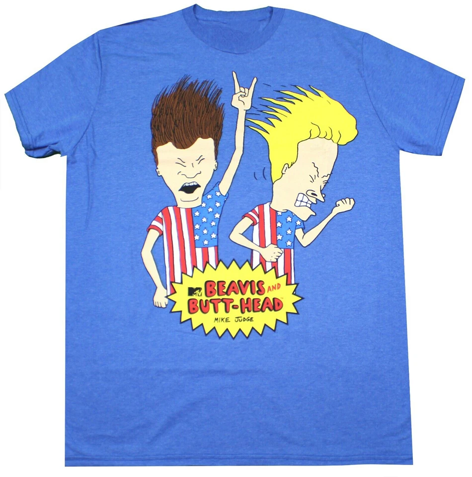 MTV BEAVIS и BUTTHEAD BANGING Футболка Синие мужские вечерние Американский новый наряд