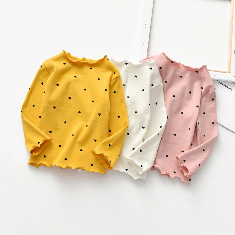 Новая зимняя футболка для маленьких девочек Милая с длинными рукавами и круглым