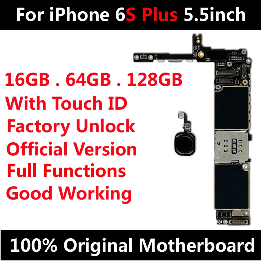 Для iPhone 6S плюс 5,5 дюймов оригинальная материнская плата заводской разблокировки материнская плата с сенсорным ID полными функциями IOS обновление Поддержка