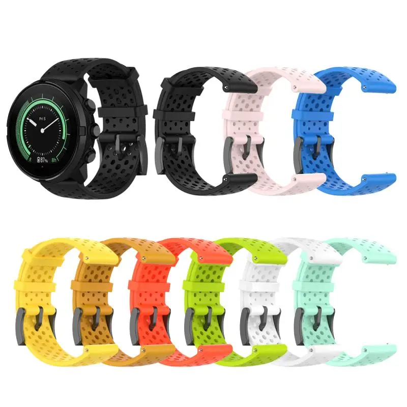

24mm Solid Color Sports Wrist Strap Bracelets Waterproof Soft Silicone Strap Watchband Accessories For Suunto 9/D5 Smart Watch