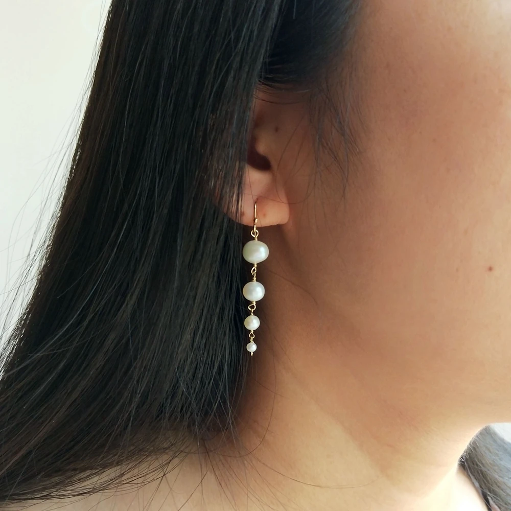 

Lii Ji Genuine Freshwater Pearl 925 Sterling Silver Earrings Hook 14K-GF Handmade Drop Earrings Delicate Jewelry For Women Gift