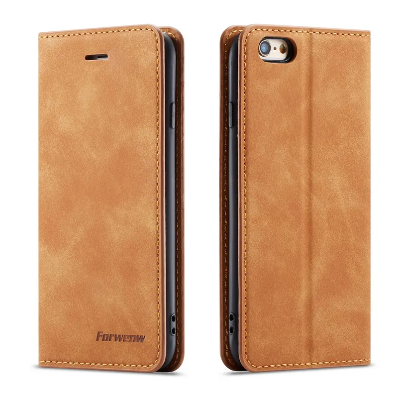 Коричневый Магнитный Флип-Стенд кожаный чехол для iPhone 6 6S Plus Coque Wallet Cover для iPhone 11 Pro Max XS Max XR X 8 7 Plus 5 5S SE чехлы - Цвет: Коричневый