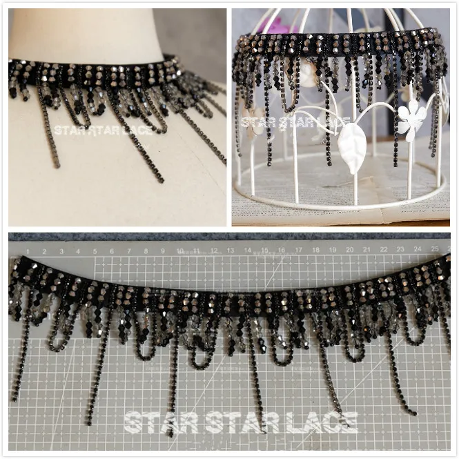 Luxury rhinestone beaded lace tassel collar decoration clothing DIY necklace hanging beads trim jewelry material | Дом и сад
