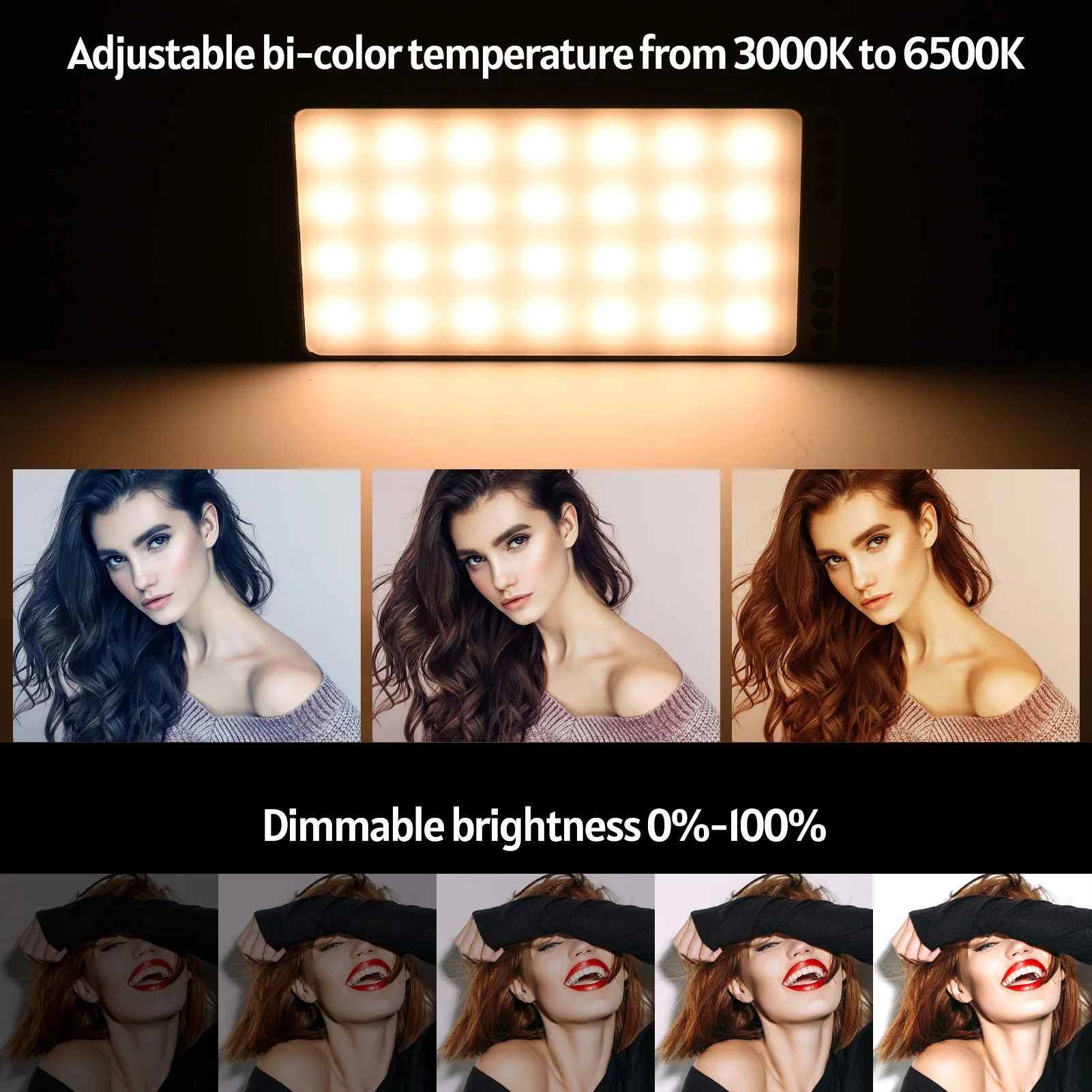 Компактный светодиодный осветитель для видеосъемки RGB 3000K-6500K с регулируемой