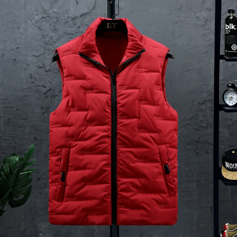 

2021 Men's Autumn and Winter New Stand Collar Thick Vest Youth Slim Fashion Thick Thermal Vest