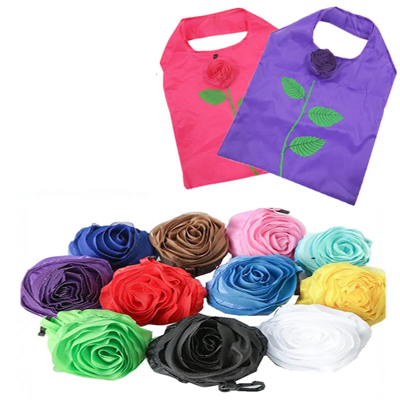 

Rose Shape Foldable Pouch Storage Bags Reusable Grocery Shopping Tote Bags Convenient Storage Bags for Shopping Travel