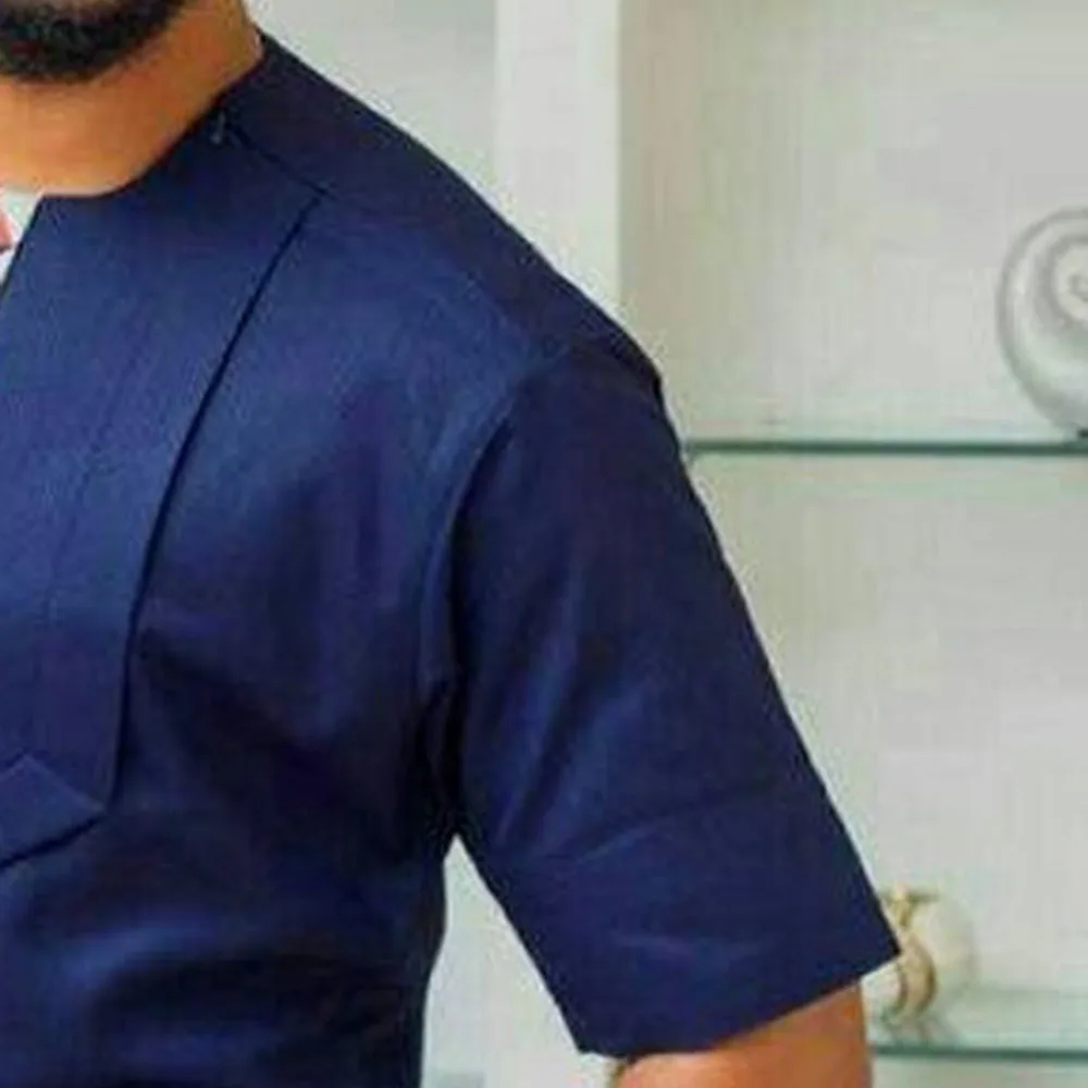

Loose Short Sleeve Color Block Dashiki Tee Rich Bazin African Men Clothing Long T-Shirt Man Tops Casual Tshirt Muslim Fashion