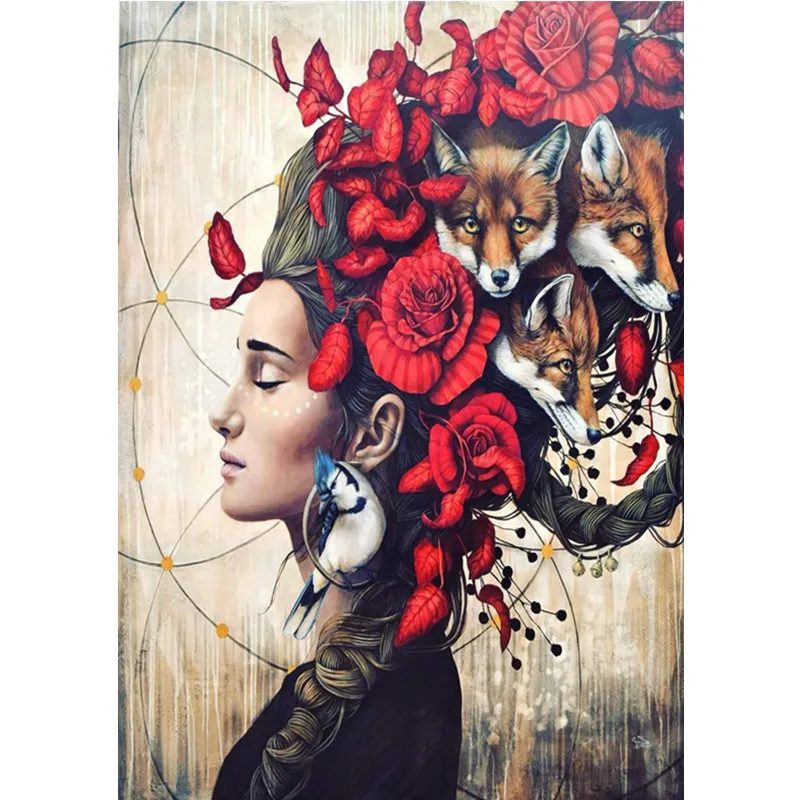 Алмазная вышивка с изображением животных и девушек мультяшная 3D полнокруглая