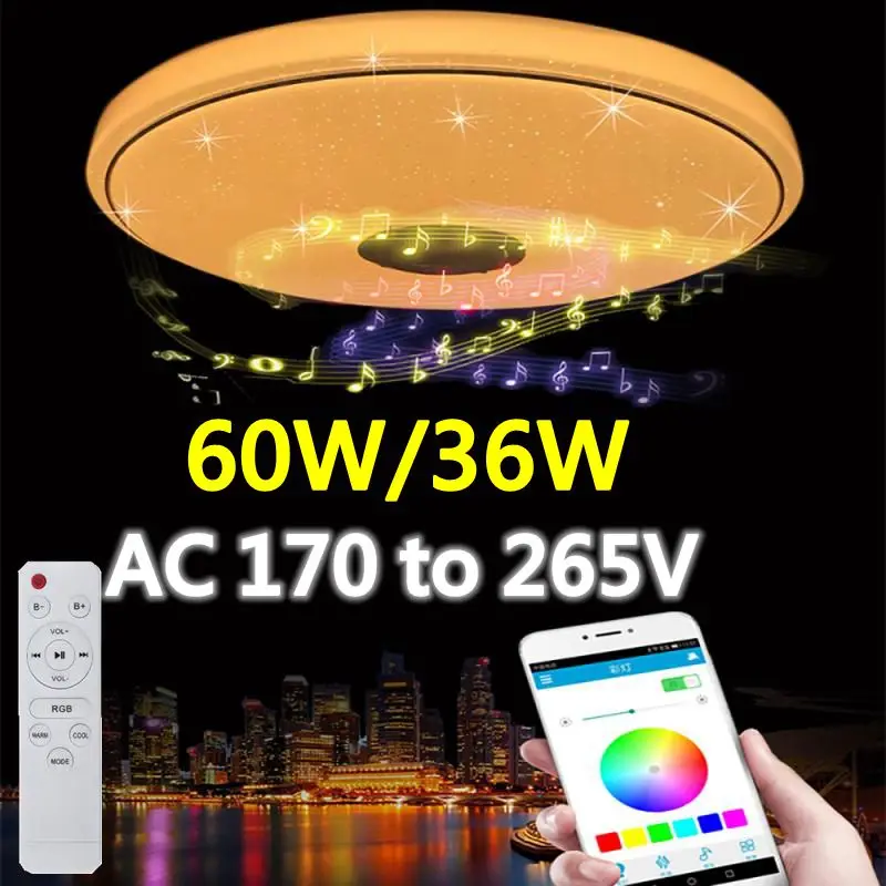 Умная музыкальная потолосветильник светодиодная лампа 60 Вт 170-265 в RGB