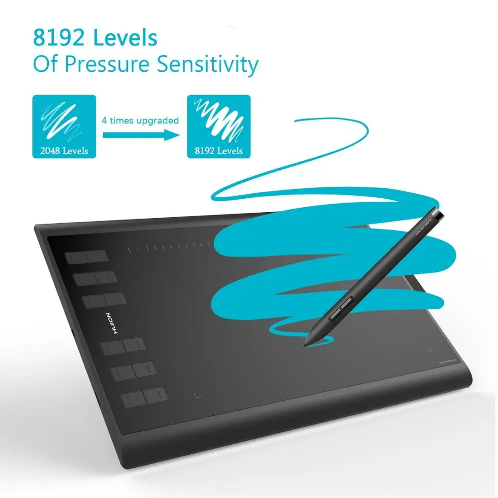Цифровой планшет HUION 1060 PLUS графический с 8192 уровнями для рисования анимации перьевым вводом 8 Гб