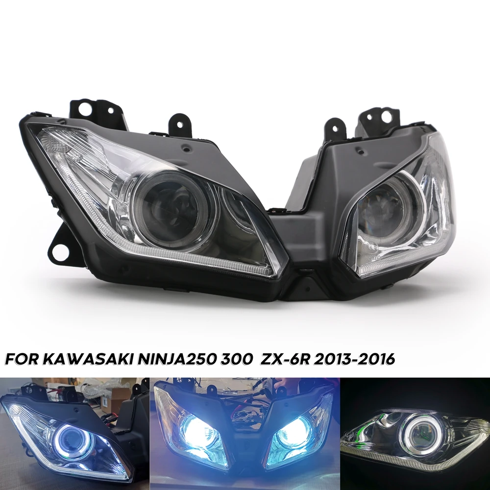 Для NINJA 250 300 ZX6R NINJA250 NINJA300 ZX 6R 2013 2016 HID проектор мотоциклетная фара в сборе Angel Eye| |
