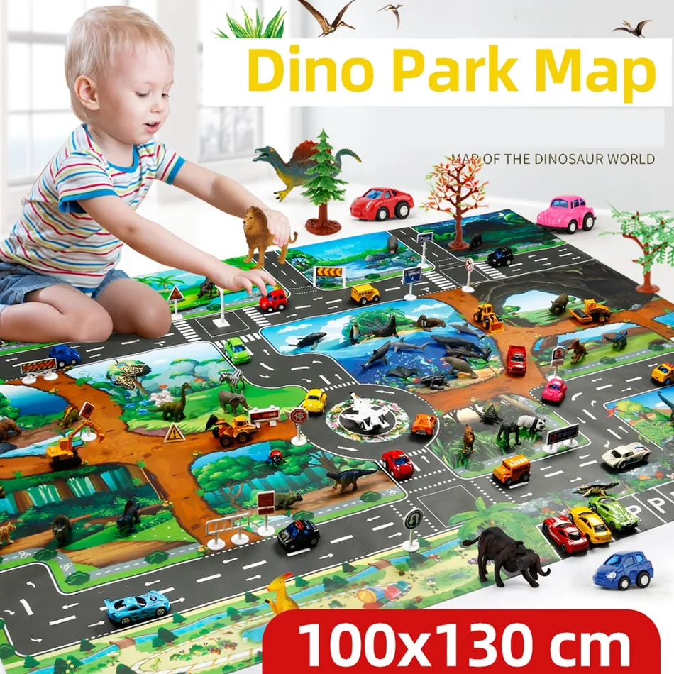 

Children's Zoo Dinosaur Traffic Car Map Boys Girls Educational Toys Baby Mats Cartoon Game Carpet Kids Toys Baby Play Mats