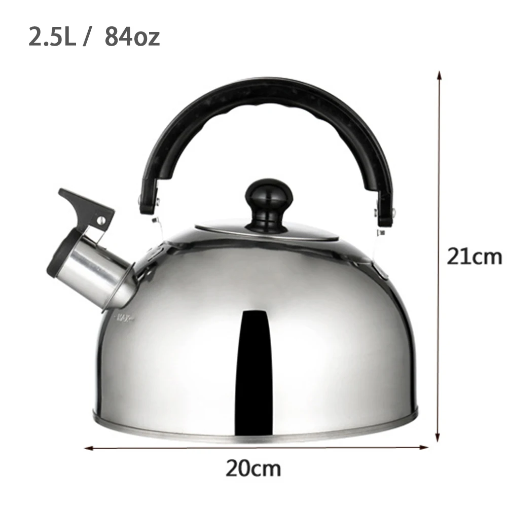 

Outdoor Camping Tea Kettle 2.5L / 84oz Stainless Steel Lightweight Whistling Tea Kettle Camping Teapot Fast Boil Teakettle