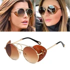 Женские круглые солнцезащитные очки в стиле стимпанк, ювелирные изделия из кожи с градиентными линзами, 95535, 2020
