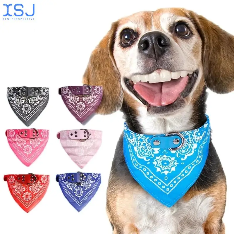 

Dual Purpose Adjustable Small Dog Collars Pet Slobber Towel Outdoor Cat Collar Print Scarf Design Dog Collar Neckerchief