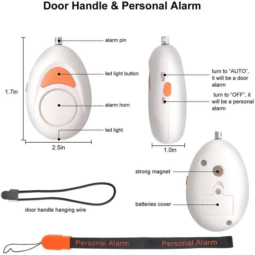 

Conduction Induction Personal Anti-wolf Residential Security Alarm Personal Alarm With LED Light Door Sensor
