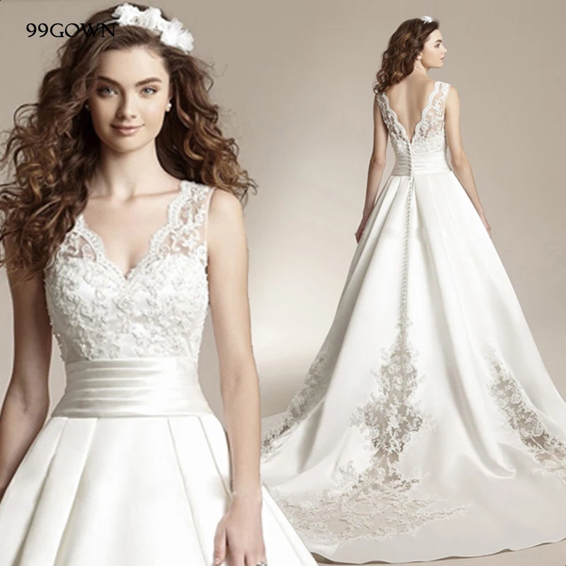 99GOWN 2019 роскошное атласное свадебное платье сексуальное с открытой спиной на