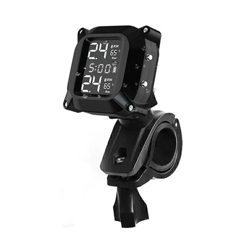 

Wireless Motorcycle TPMS Tire Pressure Monitoring System Solar External LCD Display Temperature Monitor Alarm