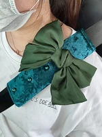 korean style pearl bow shoulder pads green universal car seat belt cover silk short velvet shoulder padding cushion interior