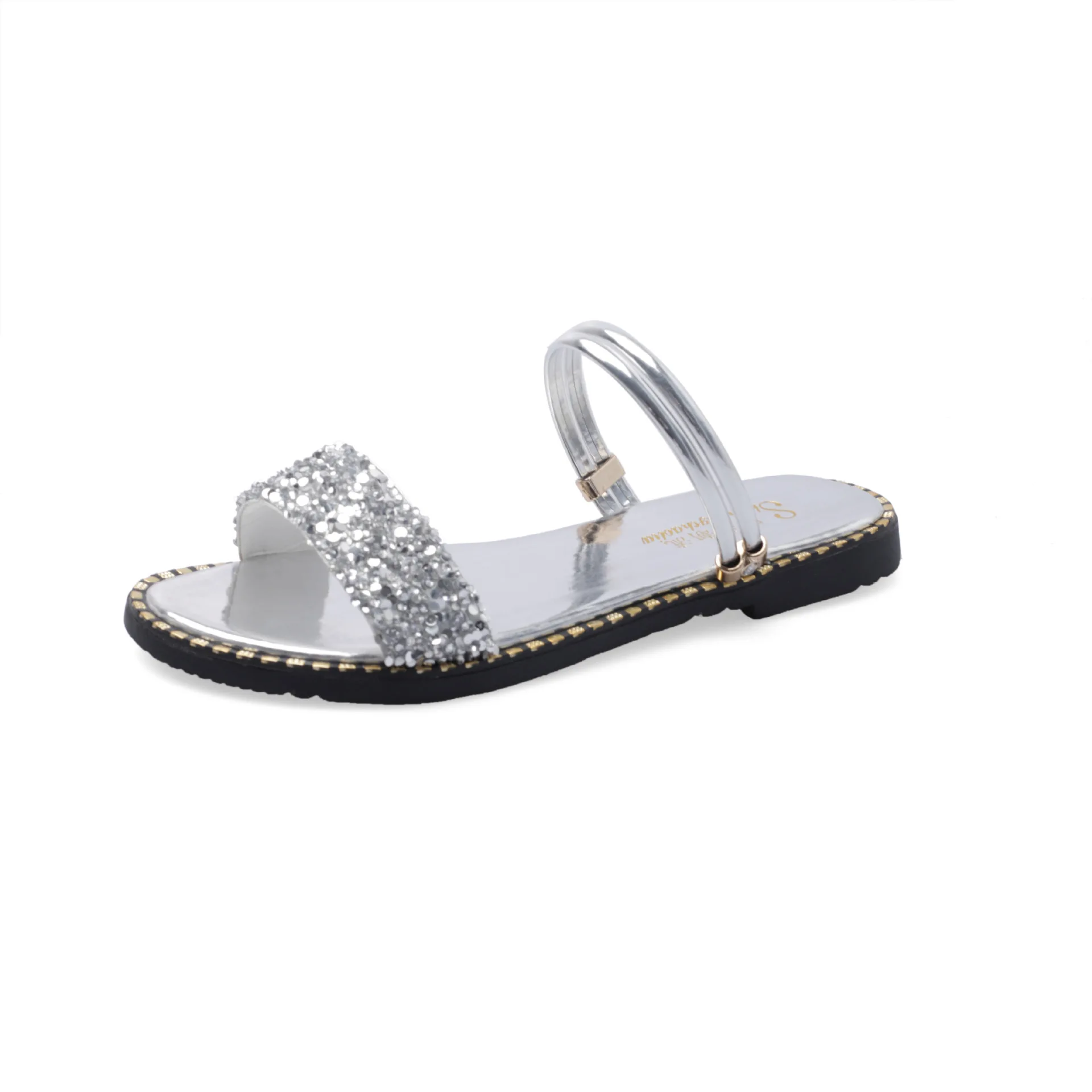 

Slippers Women Summer Glitter Slides Shoes For Girls Low Fashion Shale Female Beach Pantofle Jelly Lady Luxury Sabot 2021 PU Bas