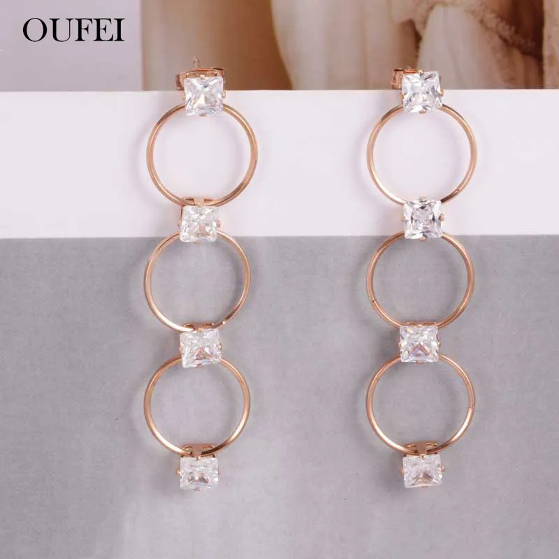 Женские маленькие серьги кольца OUFEI из нержавеющей стали цвета розового золота