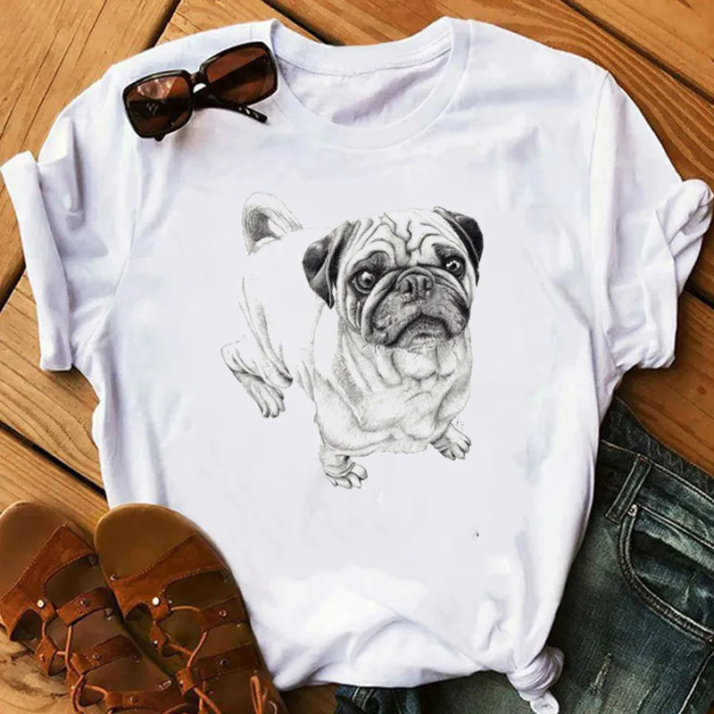 Papillon Dog Golden Retriever Mujer Camisetas White Top T Shirts Summer Aesthetics Graphic Short Sleeve t-shirt Polyester Tshirt | Женская