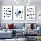 Абстрактная синяя геометрическая форма, винтажный печатный плакат, минималистичное хипстерское настенное изображение, скандинавский Декор для дома, картина без рамки