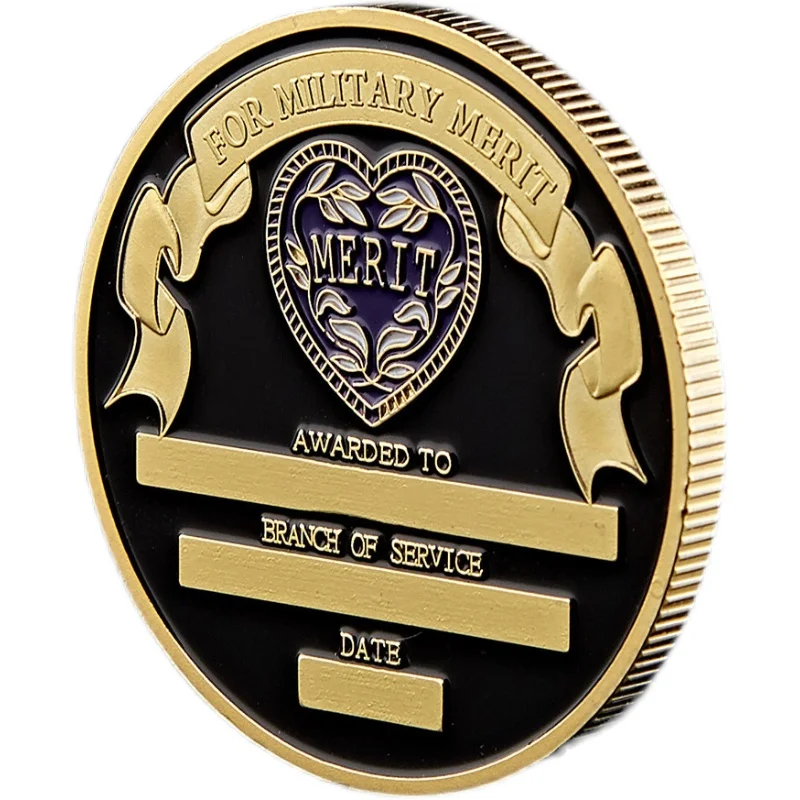 

Purple Heart Souvenir Gold Plated Coin George Washington Pattern Collectible Medal of Honor Military Merit Commemorative Coin