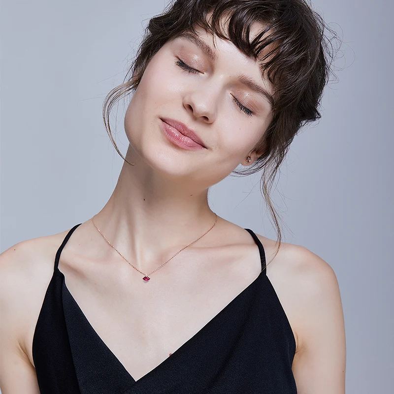 Подлинная 18K Цепь из розового золота ожерелье поцелуй моделирование au750 кулон