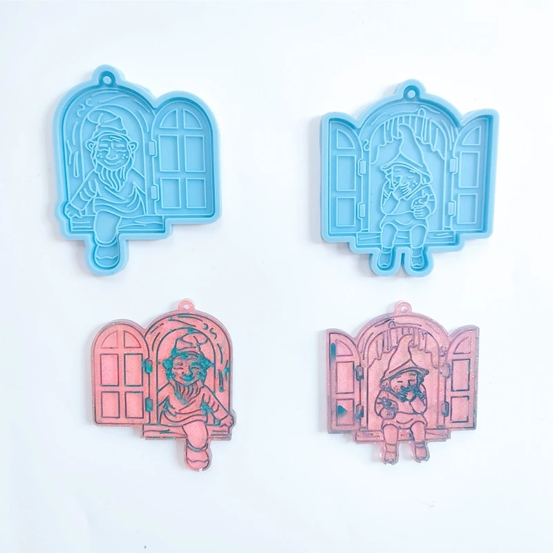 

2021 New Dwarf Keychain Epoxy Resin Mold Hanging Pendant Silicone Mould DIY Crafts Jewelry Necklace Casting Tool