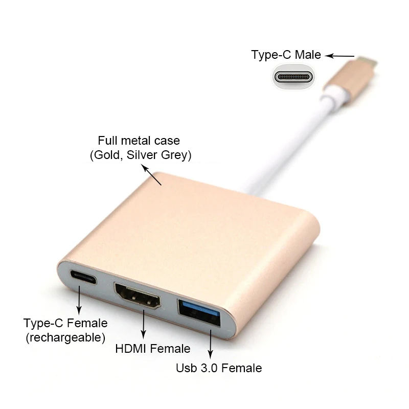 Адаптер USB 3 1 Type C к HDMI 0 удлинитель типа HD 4K для Macbook Air 12 конвертер | Электроника