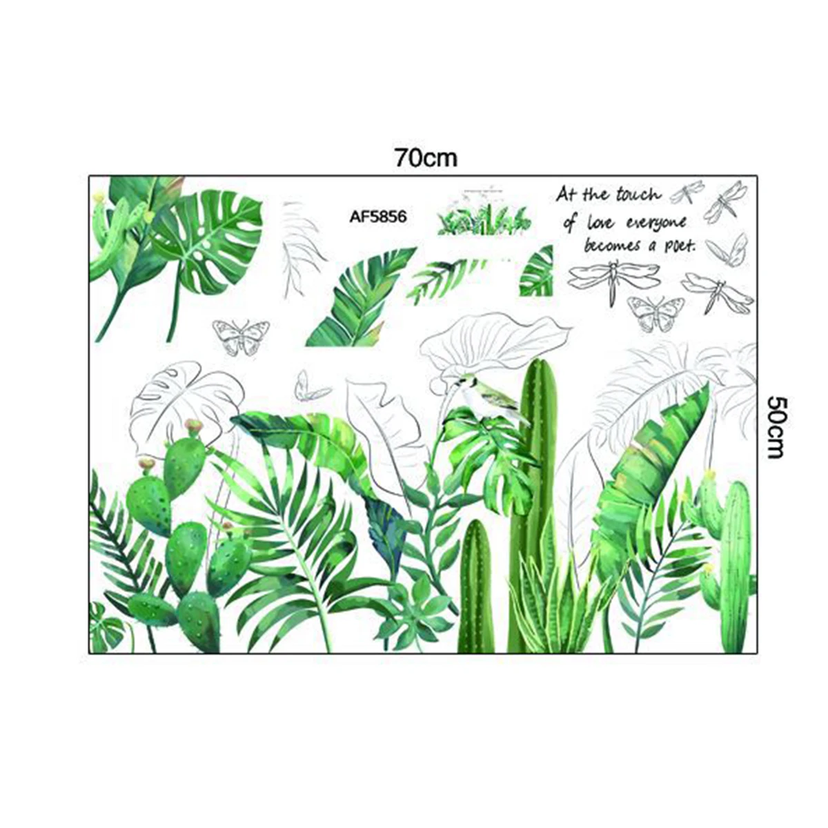 Растения листья Наклейка на стену зеленые растения Окно домашний Декор