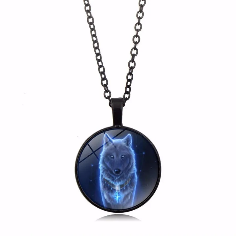 Модное ожерелье со стеклянной подвеской медная цепочка черного цвета винтажное