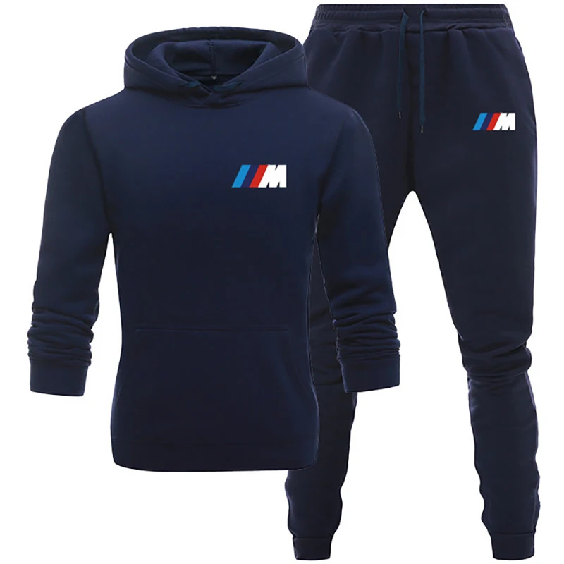

2021 Men's BMW Hooded Sweater Set Hoodie + Pants Two Piece Suit Spring Man's Gradient Hoodies Casual Sweatpant Sets
