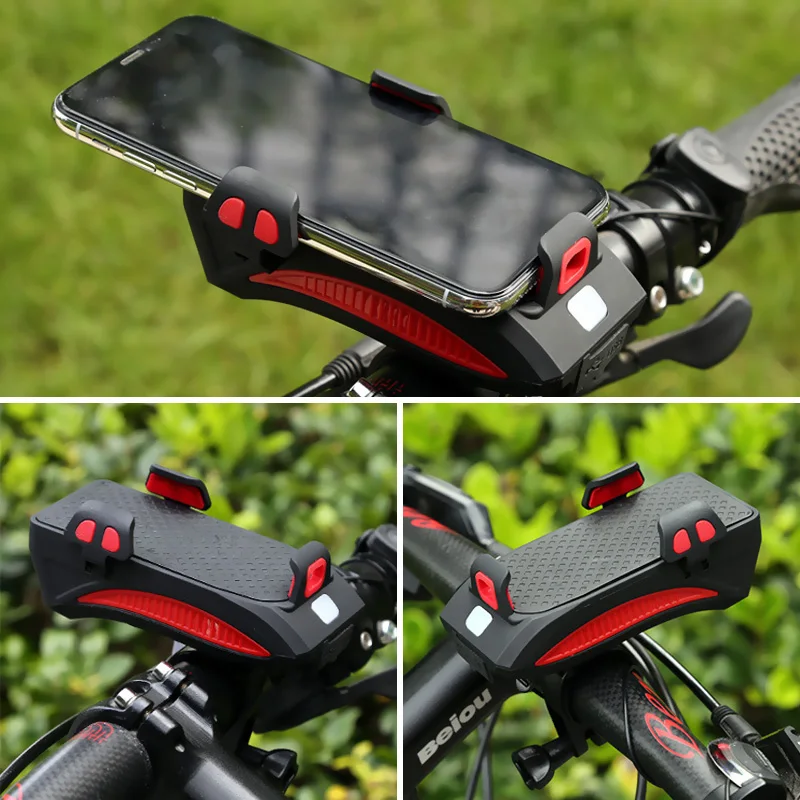 

4 in 1 Led Bicycle Light Flashlight USB Rechargeable MTB Bike Horn Lamp 3*XPE Phone Holder Power Bank Cycling Headlight 3 Modes