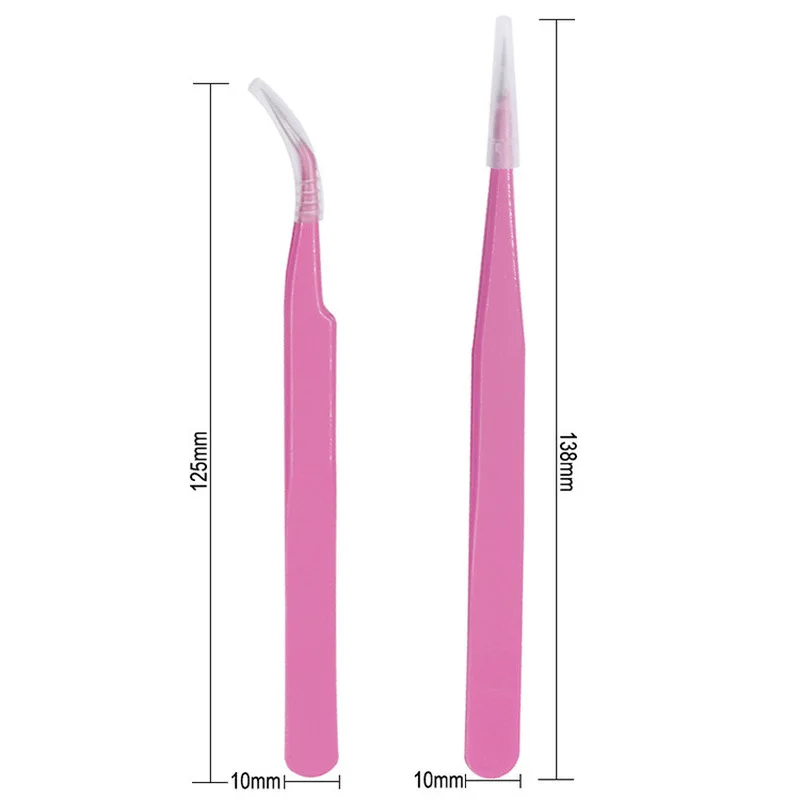 Прямой и Изогнутый пинцет для бровей ресниц инструменты дизайна ногтей Розовый