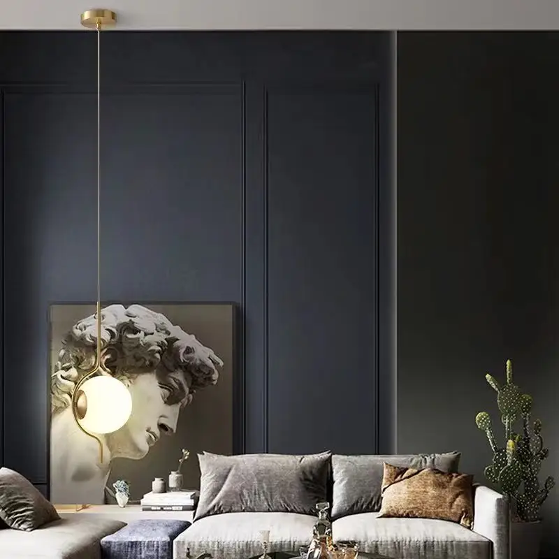 

Nordic simple living room lamp creative personality LED brass bedroom bedside lamp study lamp INS web celebrity chandelier