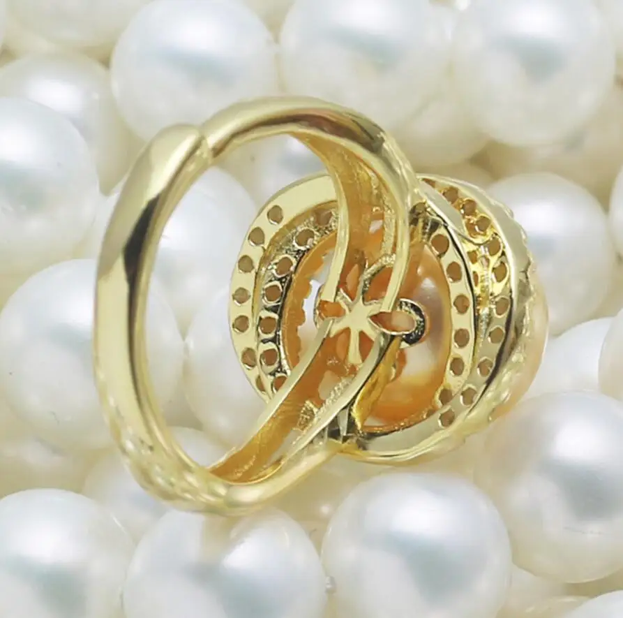 Новинка 1107 + элегантное милое кольцо из натурального жемчуга 12 мм | Украшения и