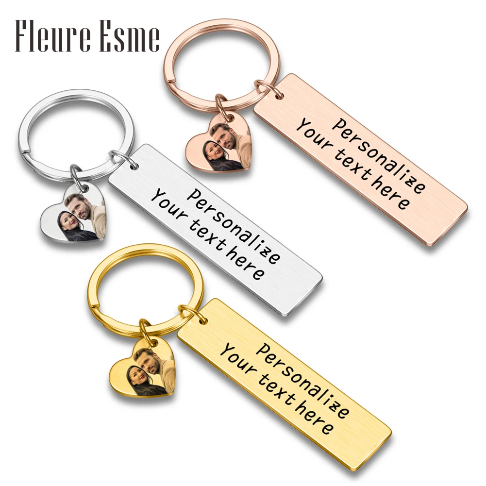 

Custom Couple Keychain for Boyfriend Girlfriend Engraved Private Photo Name Text Keyring Wedding Anniversary Gifts