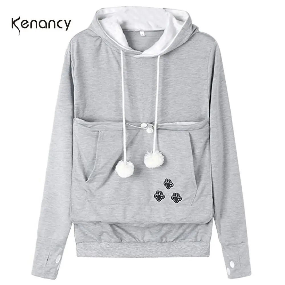 Kenancy Женский Осенний пуловер с капюшоном для любителей кошек кенгуру собаки лапы